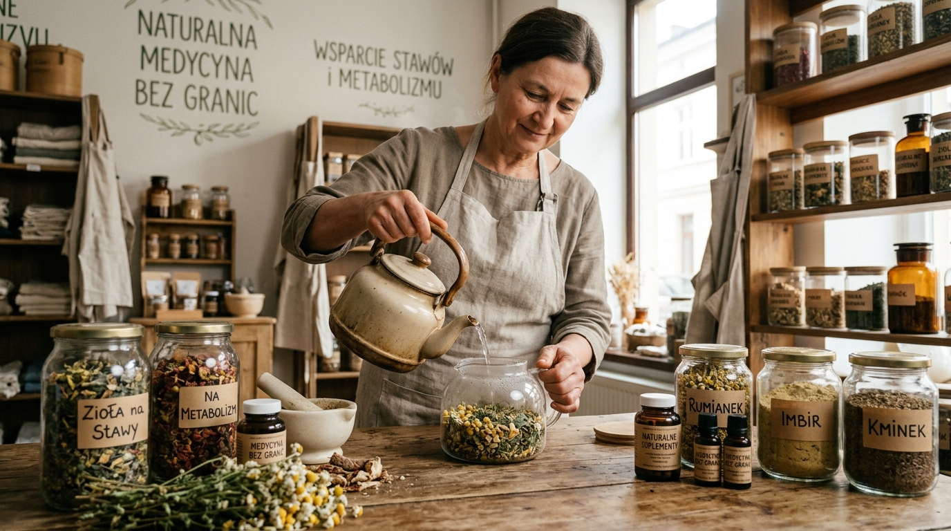 Przygotowywanie naparu z ziół, naturalne suplementy na stawy i metabolizm, naturalna medycyna
